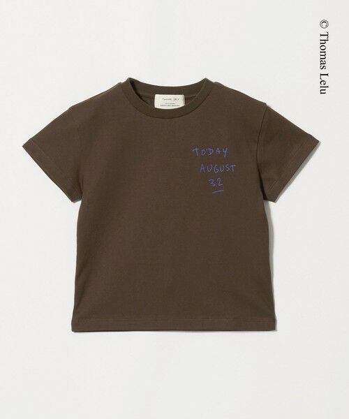 green label relaxing / グリーンレーベル リラクシング カットソー | 【別注】＜Thomas Lelu＞サインアート 半袖 Tシャツ カットソー / キッズ 120cm-140cm（MD.BROWN）