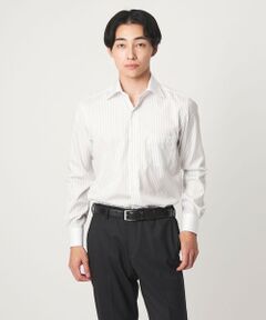 green label relaxing / グリーンレーベル リラクシング シャツ・ブラウス | コットン ツイル ストライプ クレリック ワイドカラー ドレスシャツ -イージーアイロン-
