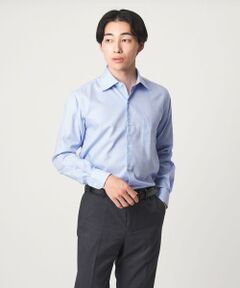 green label relaxing / グリーンレーベル リラクシング シャツ・ブラウス | コットン ヘリンボーン ワイドカラー ドレスシャツ -形態安定-