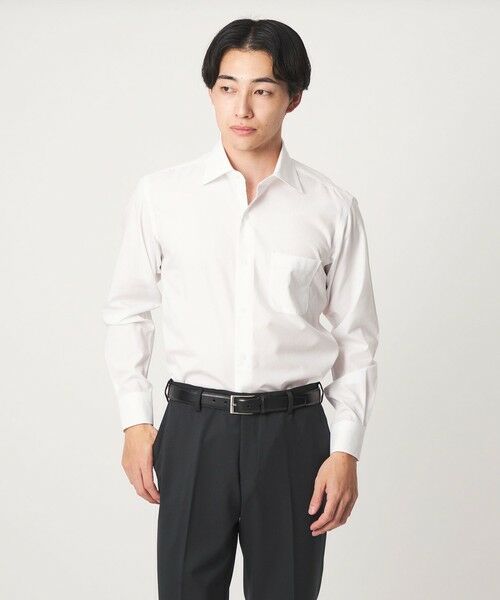 green label relaxing / グリーンレーベル リラクシング シャツ・ブラウス | コットン ブロード ワイドカラー ドレスシャツ -形態安定-(WHITE)