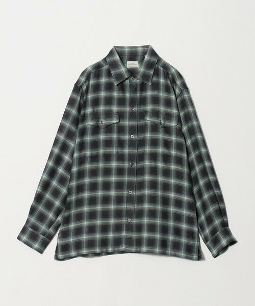 green label relaxing / グリーンレーベル リラクシング シャツ・ブラウス | P/CU/W オンブレ チェック 2フラップポケット シャツ（BLACK）