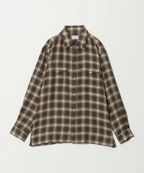 green label relaxing / グリーンレーベル リラクシング シャツ・ブラウス | P/CU/W オンブレ チェック 2フラップポケット シャツ（MD.BROWN）