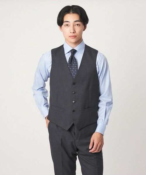 green label relaxing / グリーンレーベル リラクシング ベスト | REDA ハウンドトゥース スリム 5B スーツベスト（DK.GRAY）