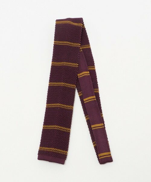 green label relaxing / グリーンレーベル リラクシング ネクタイ | ＜Bleck＞6.5cm ニット ボーダー3 ネクタイ ニットタイ（WINE）