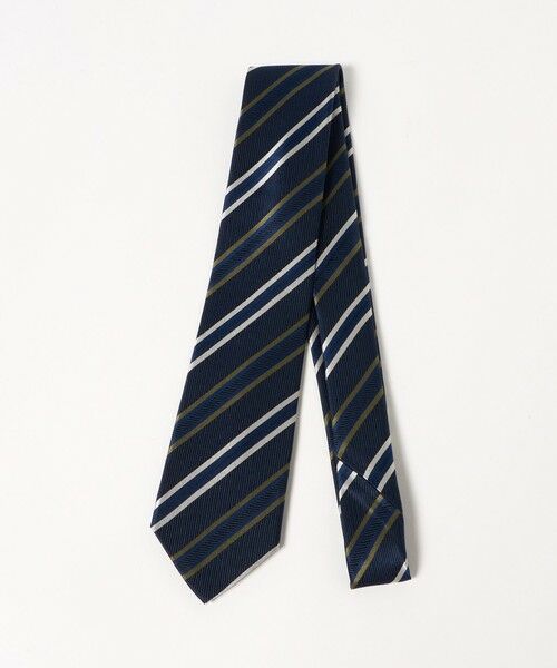 green label relaxing / グリーンレーベル リラクシング ネクタイ | GLR シルク1 8.0cm ストライプ1 ネクタイ（NAVY）