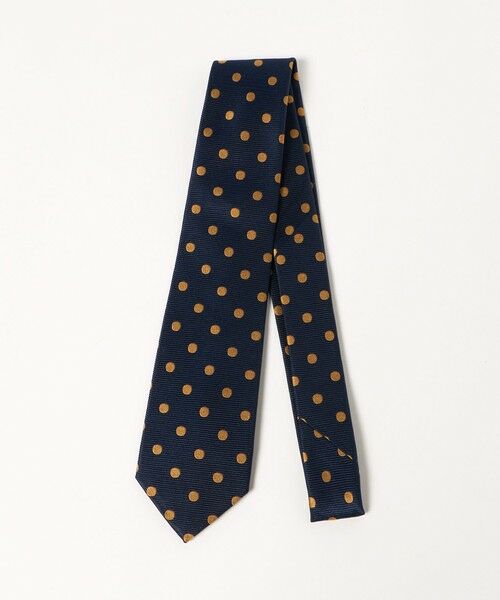 green label relaxing / グリーンレーベル リラクシング ネクタイ | GLR シルク1 8.0cm ドット ネクタイ（NAVY）