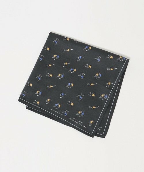 green label relaxing / グリーンレーベル リラクシング ハンカチ | GLR サテン サッカー ハンカチ（BLACK）