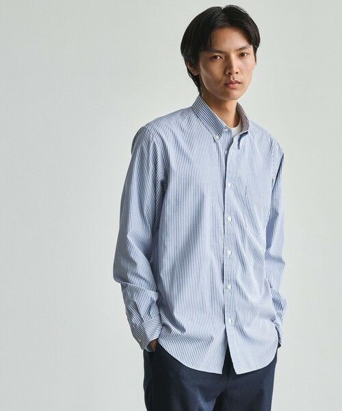 green label relaxing / グリーンレーベル リラクシング シャツ・ブラウス | MULTI FUNCTION ピンオックス ボタンダウン 長袖シャツ -UVカット・吸水速乾・遮熱-(NAVY)