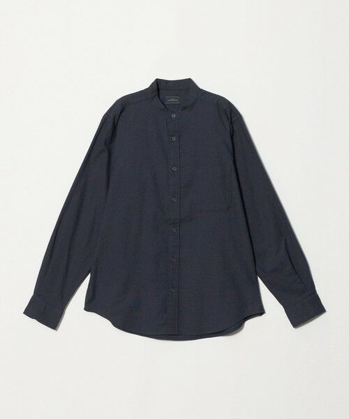 green label relaxing / グリーンレーベル リラクシング シャツ・ブラウス | ナチュラル フィット ビエラバンドカラー 長袖 シャツ(NAVY)