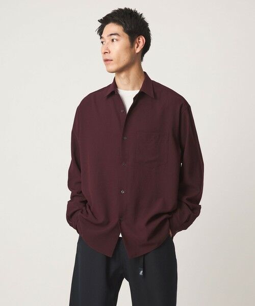 green label relaxing / グリーンレーベル リラクシング シャツ・ブラウス | ワッシャー ポプリン ボックス レギュラー カラー 長袖 シャツ(WINE)