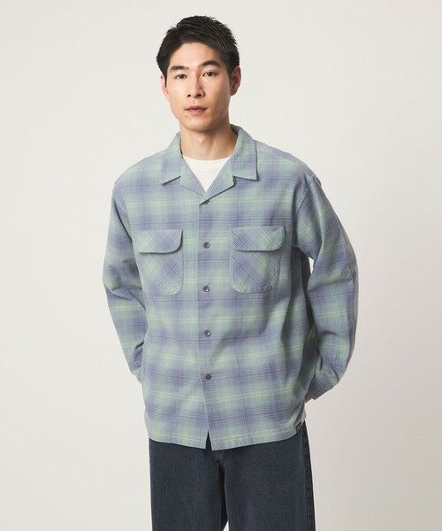 green label relaxing / グリーンレーベル リラクシング シャツ・ブラウス | 【別注】<PENDLETON>チェック オープンカラー 長袖 シャツ(LT.BLUE)