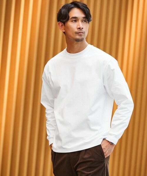 green label relaxing / グリーンレーベル リラクシング カットソー | 【WEB限定】JUST fit クリーン カノコ ワイド クルーネック 長袖 Tシャツ -抗菌-（WHITE）