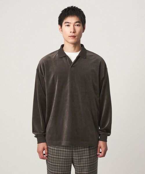 green label relaxing / グリーンレーベル リラクシング カットソー | ベロア スキッパー 長袖 ポロシャツ | 詳細5