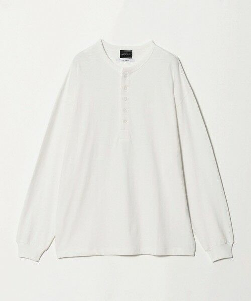 green label relaxing / グリーンレーベル リラクシング カットソー | FINE BASIC ヴィンテージライク ヘンリーネック 長袖 カットソー Tシャツ（WHITE）