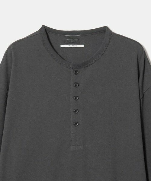 green label relaxing / グリーンレーベル リラクシング カットソー | FINE BASIC ヴィンテージライク ヘンリーネック 長袖 カットソー Tシャツ | 詳細4