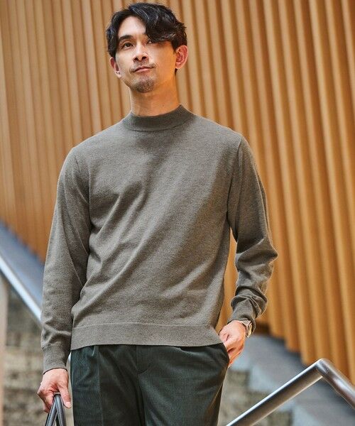 green label relaxing / グリーンレーベル リラクシング ニット・セーター | 【WEB限定】JUST fit ハイゲージ ジャケイン モックネック ニット（OLIVE）