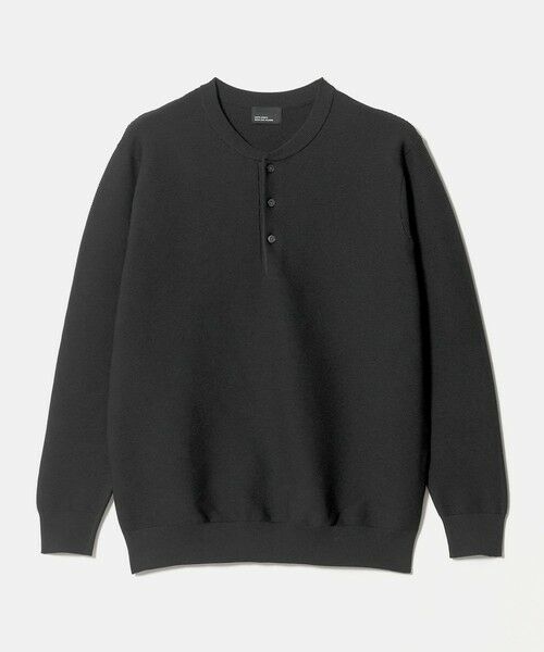 green label relaxing / グリーンレーベル リラクシング ニット・セーター | 【WEB限定】ガーター編み ヘンリーネック ニット（BLACK）