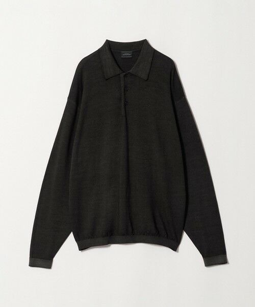 green label relaxing / グリーンレーベル リラクシング ニット・セーター | スノーダイ ウール ニット 長袖 ポロシャツ（DK.GRAY）