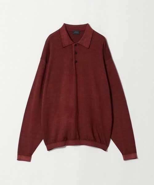 green label relaxing / グリーンレーベル リラクシング ニット・セーター | スノーダイ ウール ニット 長袖 ポロシャツ（RED）