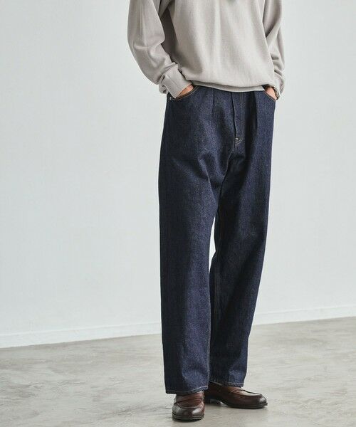 green label relaxing / グリーンレーベル リラクシング デニムパンツ | FINE BASIC スライバー デニム ワイド パンツ（NAVY）