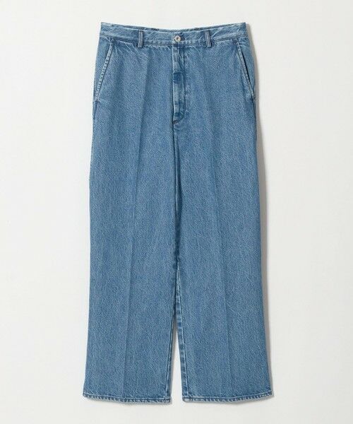 green label relaxing / グリーンレーベル リラクシング デニムパンツ | ワイド ストレート デニム スラックス パンツ W5（LT.BLUE）