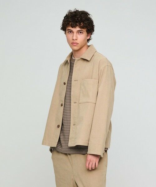 green label relaxing / グリーンレーベル リラクシング ブルゾン | コーデュロイ カバーオール ジャケット -ストレッチ-(BEIGE)