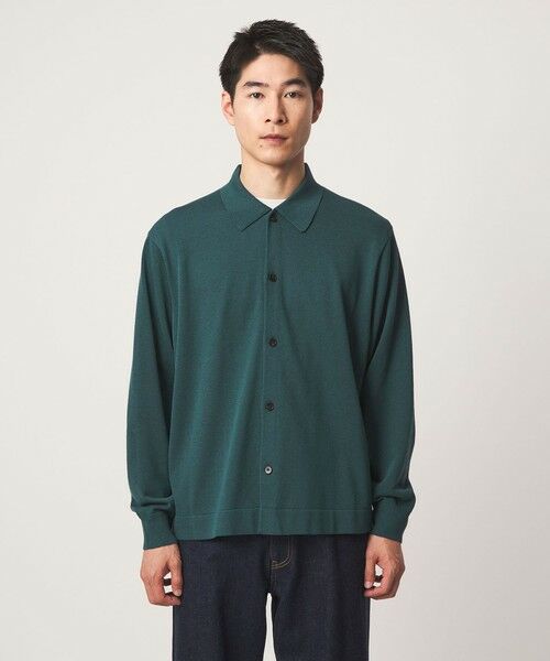 green label relaxing / グリーンレーベル リラクシング カーディガン・ボレロ | クレープヤーン 長袖 ニット ポロカーディガン -ハンドウォッシャブル- | 詳細13