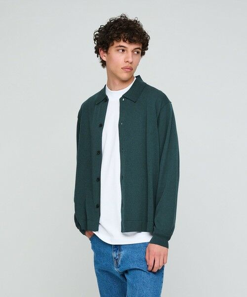 green label relaxing / グリーンレーベル リラクシング カーディガン・ボレロ | クレープヤーン 長袖 ニット ポロカーディガン -ハンドウォッシャブル- | 詳細9