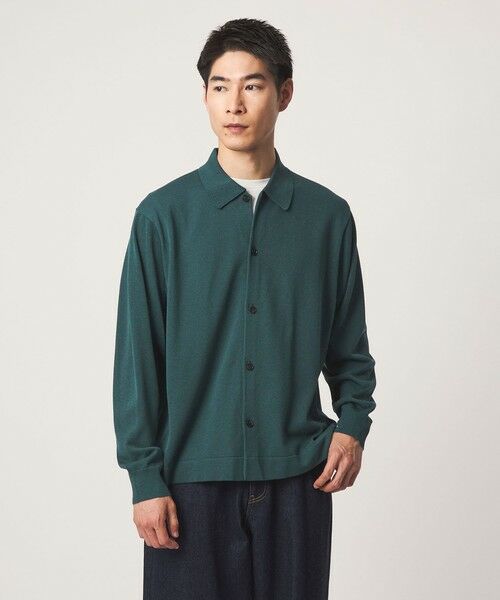 green label relaxing / グリーンレーベル リラクシング カーディガン・ボレロ | クレープヤーン 長袖 ニット ポロカーディガン -ハンドウォッシャブル- | 詳細11