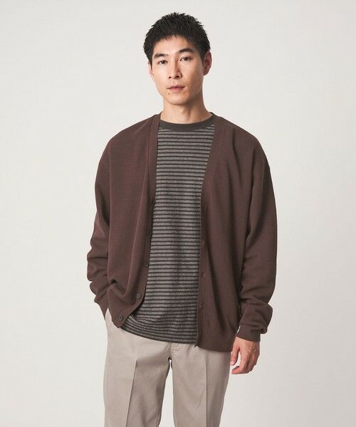 green label relaxing / グリーンレーベル リラクシング カーディガン・ボレロ | コットン カシミヤ ミラノリブ Vネック カーディガン -ハンドウォッシャブル-（MD.BROWN）