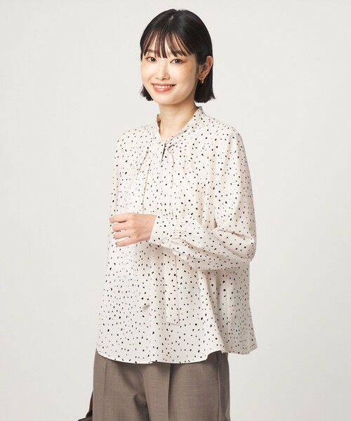green label relaxing / グリーンレーベル リラクシング シャツ・ブラウス | ボータイ ロングスリーブ ブラウス マシンウォッシャブル（NATURAL）