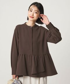 green label relaxing / グリーンレーベル リラクシング シャツ・ブラウス | ツイル ペプラム ブラウス マシンウォッシャブル ストレッチ