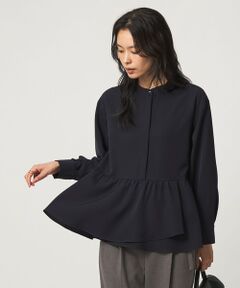 green label relaxing / グリーンレーベル リラクシング シャツ・ブラウス | ツイル ペプラム ブラウス マシンウォッシャブル ストレッチ