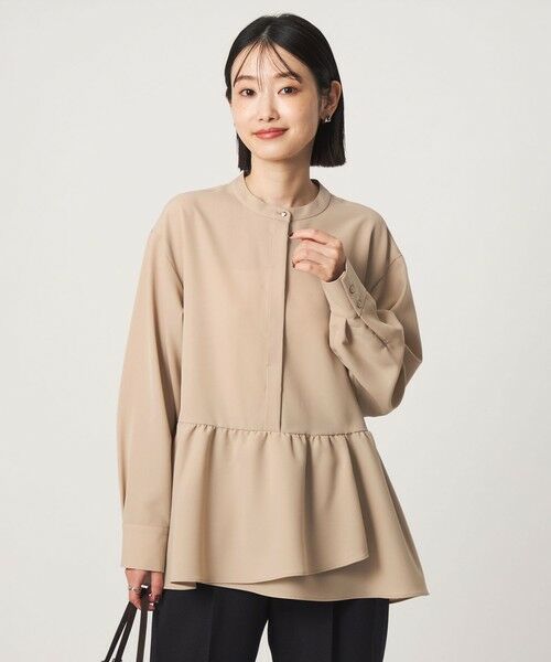 green label relaxing / グリーンレーベル リラクシング シャツ・ブラウス | ツイル ペプラム ブラウス マシンウォッシャブル ストレッチ（BEIGE）