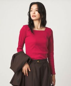 green label relaxing / グリーンレーベル リラクシング カットソー | ブライトリブ スクエアネック ロングスリーブ カットソー