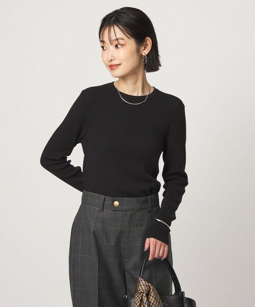 green label relaxing / グリーンレーベル リラクシング ニット・セーター | ＜1_OF MINE＞リブ クルーネック ロングスリーブ プルオーバー ニット マシンウォッシャブル | 詳細6