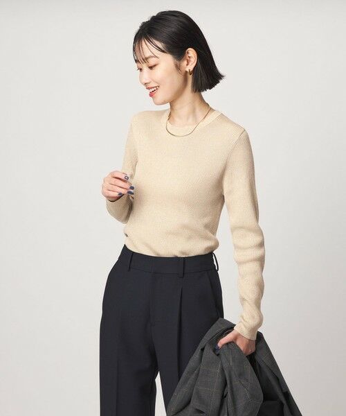 green label relaxing / グリーンレーベル リラクシング ニット・セーター | ＜1_OF MINE＞ラメ リブ クルーネック ロングスリーブ プルオーバー ニット | 詳細7