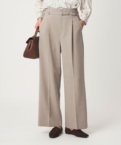 green label relaxing / グリーンレーベル リラクシング スラックス・ドレスパンツ | ［size SHORT/TALLあり］ライト ダブルクロス ワイド パンツ（BEIGE）