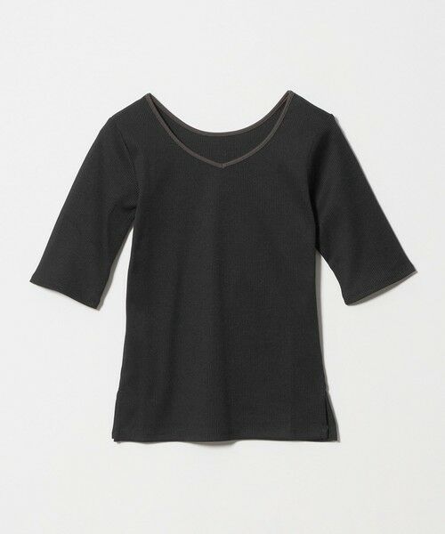 green label relaxing / グリーンレーベル リラクシング カットソー | ブライトリブ 2WAY 5分袖 プルオーバー カットソー（BLACK）