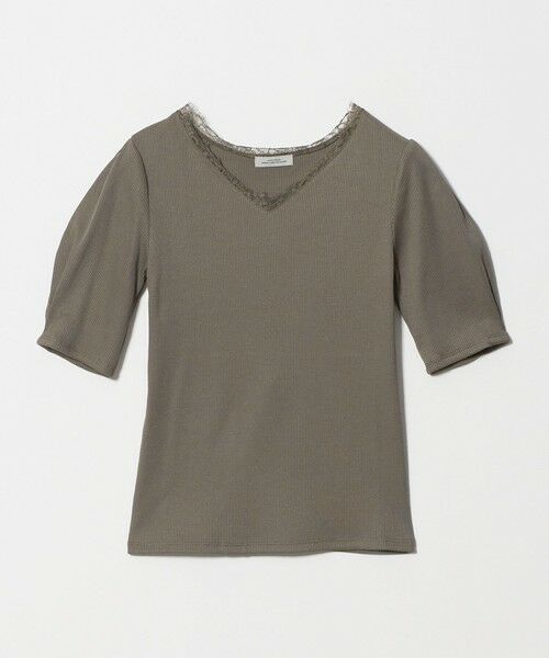 green label relaxing / グリーンレーベル リラクシング カットソー | ブライトリブ レース 5分袖 プルオーバー カットソー（OLIVE）