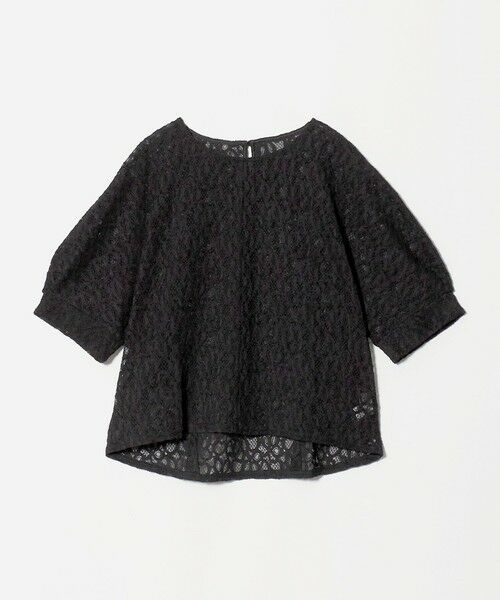 green label relaxing / グリーンレーベル リラクシング カットソー | レース プルオーバー カットソー（BLACK）