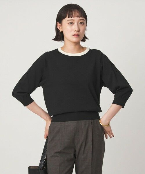 green label relaxing / グリーンレーベル リラクシング ニット・セーター | フォルム スリーブ プルオーバー ニット（BLACK）