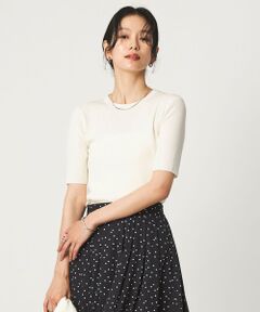 green label relaxing / グリーンレーベル リラクシング ニット・セーター | ＜1_OF MINE＞リブ クルーネック 5分袖 ニット プルオーバー マシンウォッシャブル