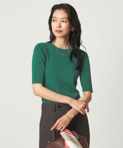green label relaxing / グリーンレーベル リラクシング ニット・セーター | ＜1_OF MINE＞リブ クルーネック 5分袖 ニット プルオーバー マシンウォッシャブル