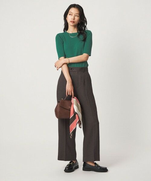 green label relaxing / グリーンレーベル リラクシング ニット・セーター | ＜1_OF MINE＞リブ クルーネック 5分袖 ニット プルオーバー マシンウォッシャブル | 詳細11