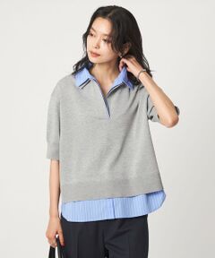green label relaxing / グリーンレーベル リラクシング ニット・セーター | 2WAY スキッパー シャツ プルオーバー ニット 5分袖