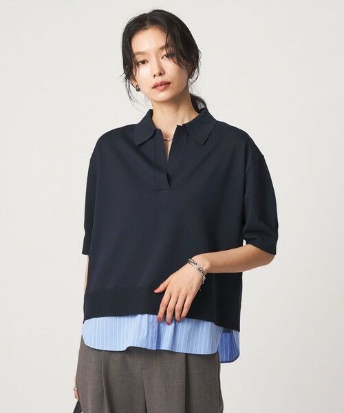 green label relaxing / グリーンレーベル リラクシング ニット・セーター | 2WAY スキッパー シャツ プルオーバー ニット 5分袖 | 詳細19