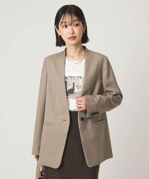 green label relaxing / グリーンレーベル リラクシング ノーカラージャケット | ［size SHORT/TALLあり］Greed グリード ノーラペル ジャケット ウォッシャブル | 詳細1
