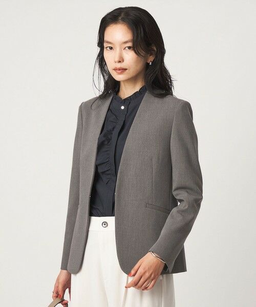 green label relaxing / グリーンレーベル リラクシング ノーカラージャケット | ［size SHORT/TALLあり］ライト ダブルクロス ノーラペル ジャケット | 詳細9