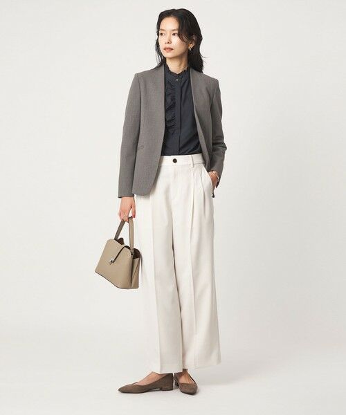 green label relaxing / グリーンレーベル リラクシング ノーカラージャケット | ［size SHORT/TALLあり］ライト ダブルクロス ノーラペル ジャケット | 詳細10